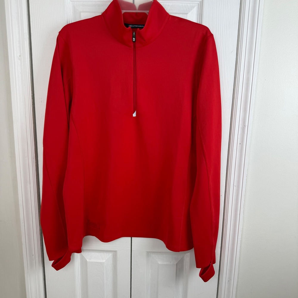 Cutter & Buck DryTec Half Zip Pullover mens XL Red UPF 50 Golf Athletic Tenaska